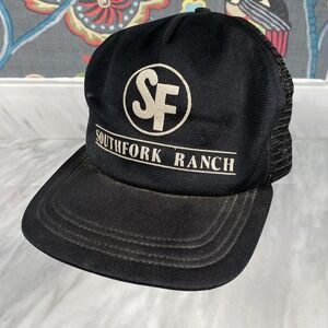 Southfork Ranch VTG 80s Hat Baseball Dallas Trucker Cap Black Foam Snapback READ